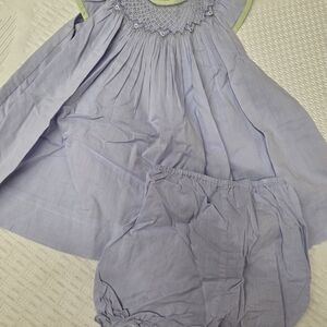 Petit Ami Lavender Smocked Dress with Lime Trim